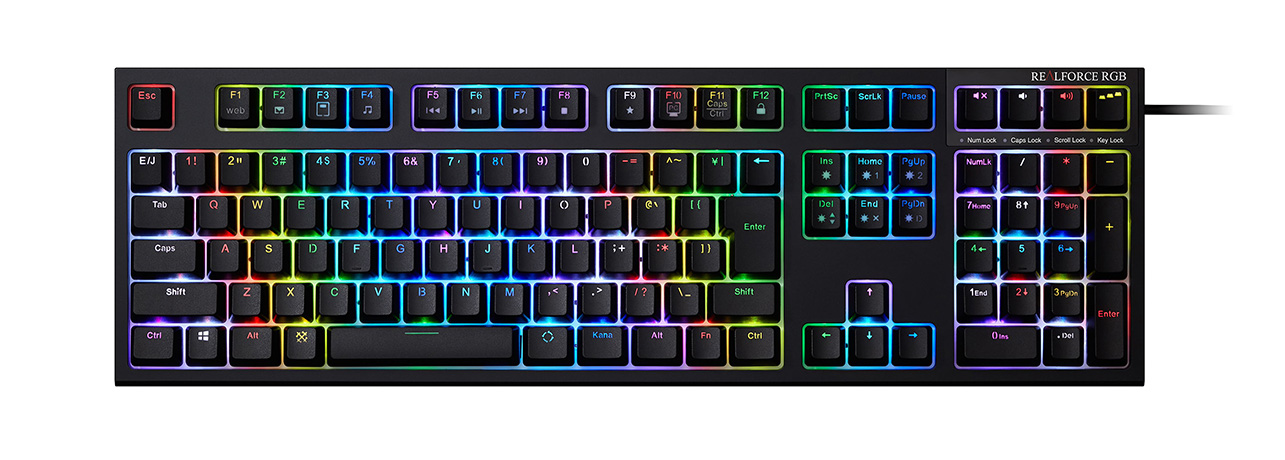 東プレ「REALFORCE RGB JP」 日本語112配列・ALL45g・黒 東プレ「REALFORCE RGB JP」 日本語112配列・ALL45g・黒