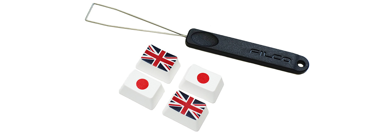 【直販限定】Majestouch用　フラッグキーキャップ4個+キー引き抜き工具セット　『日本×2+イギリス(Tabキー用)×2+FILCO KeyPuller』