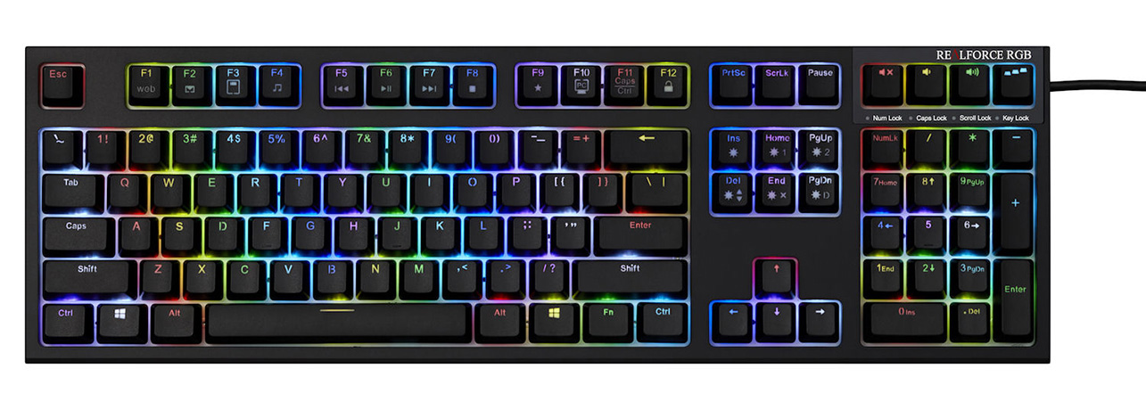 東プレ「REALFORCE RGB US」 英語108配列・ALL45g・黒 東プレ「REALFORCE RGB US」 英語108配列・ALL45g・黒