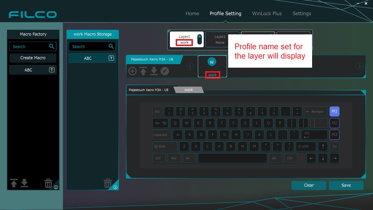 Profile name set for the layer will display