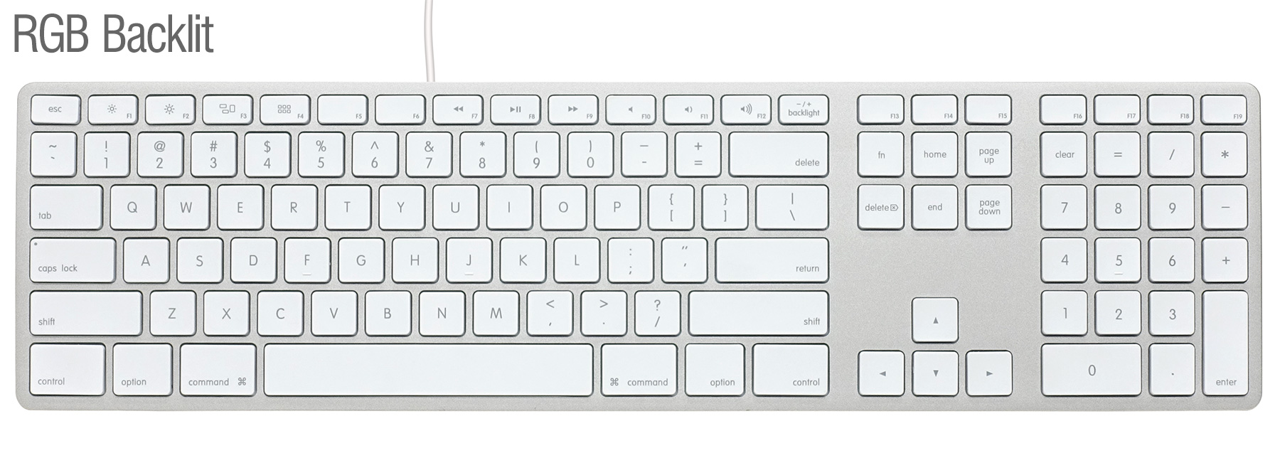 【整備品】Matias RGB Backlit Wired Aluminum keyboard for Mac - Silver 英語配列
