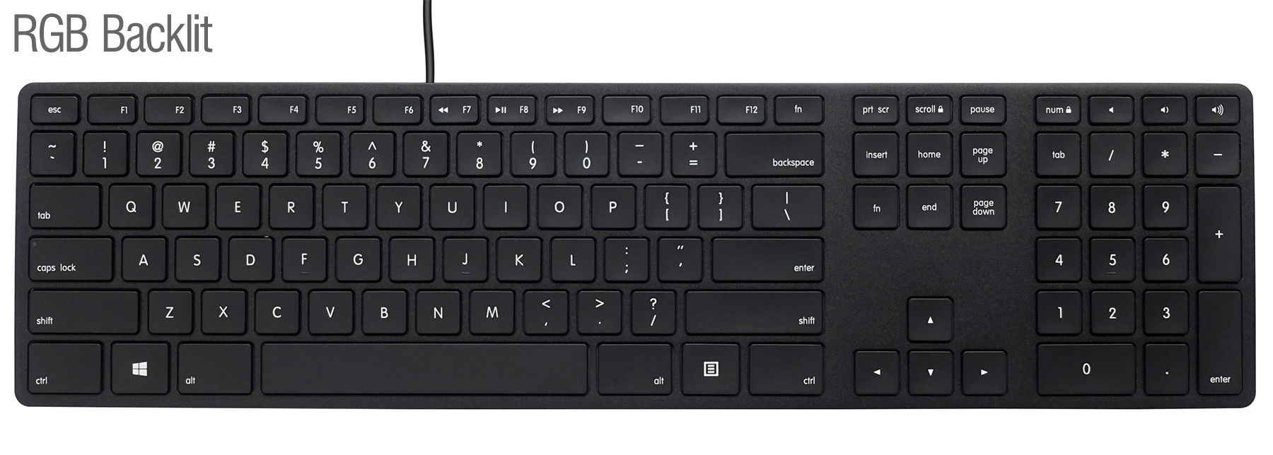 Matias RGB Backlit Wired Aluminum keyboard for PC - Black Aluminum 英語配列
