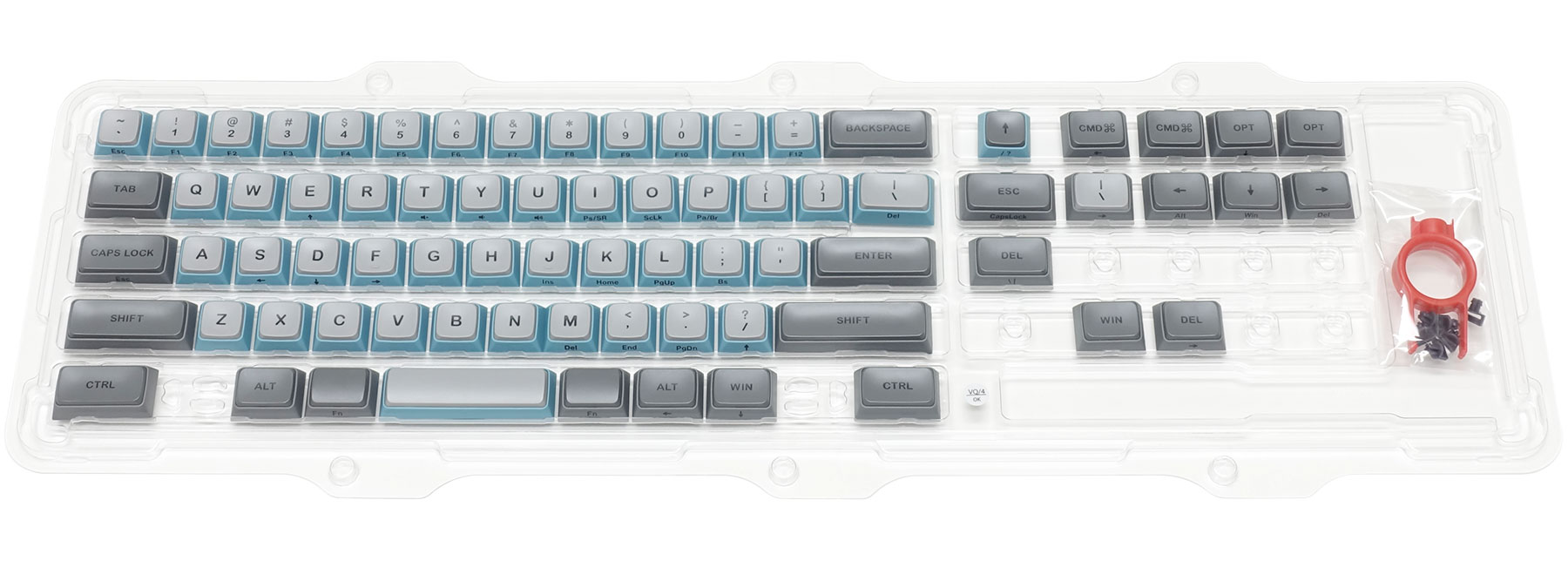 Majestouch MINILA-R Convertible専用63キー英語配列・2色成形3色キーキャップ「Patch Keycap」・Sky Gray