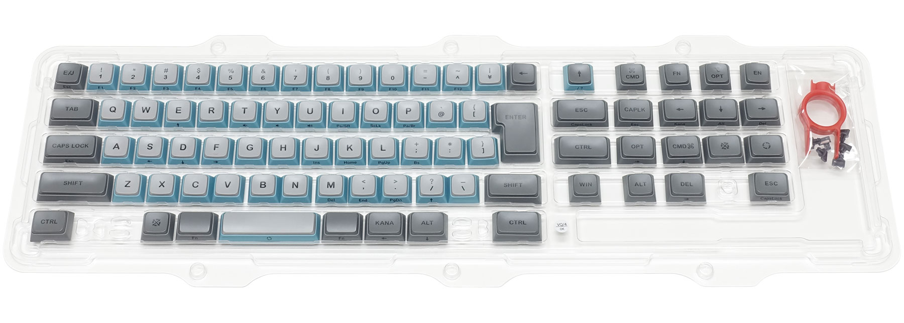 Majestouch MINILA-R Convertible専用66キー日本語配列・2色成形3色キーキャップ「Patch Keycap」・Sky Gray