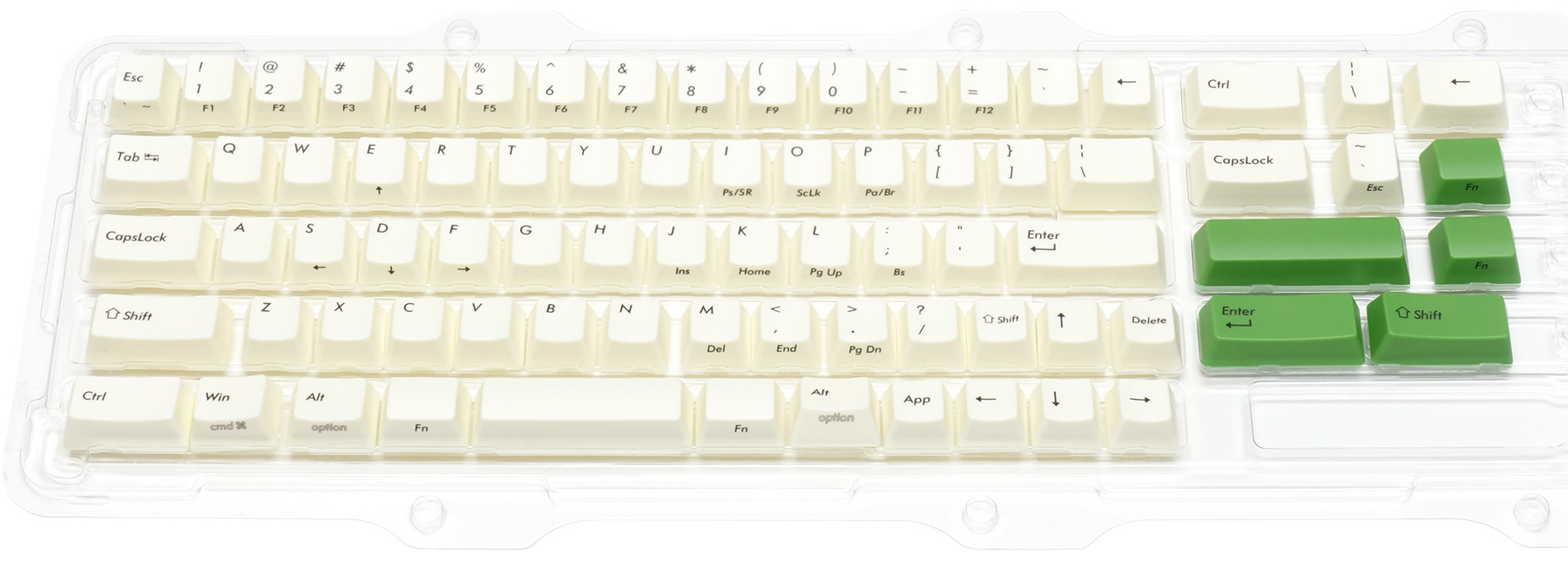 Majestouch MINILA Air専用 Keycap Set 英語配列用 クリームホワイト&グリーン