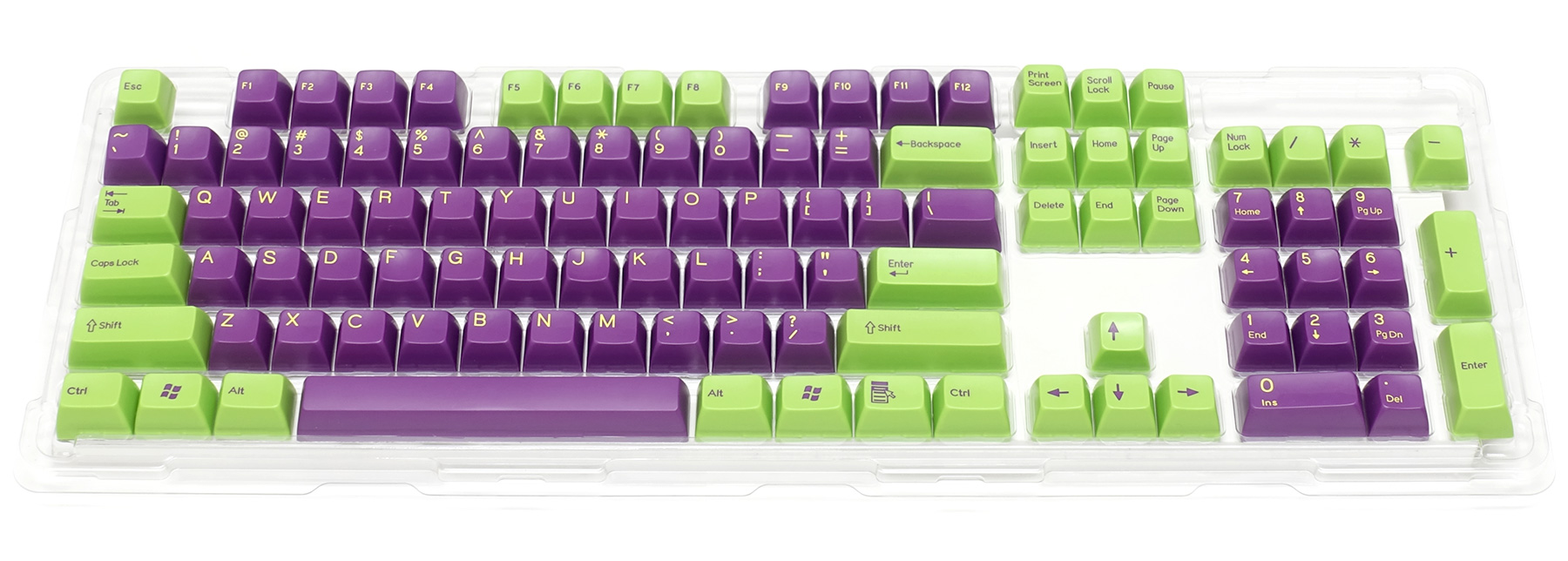 Majestouch専用104英語配列・2色成型カスタムキーキャップセット緑/紫