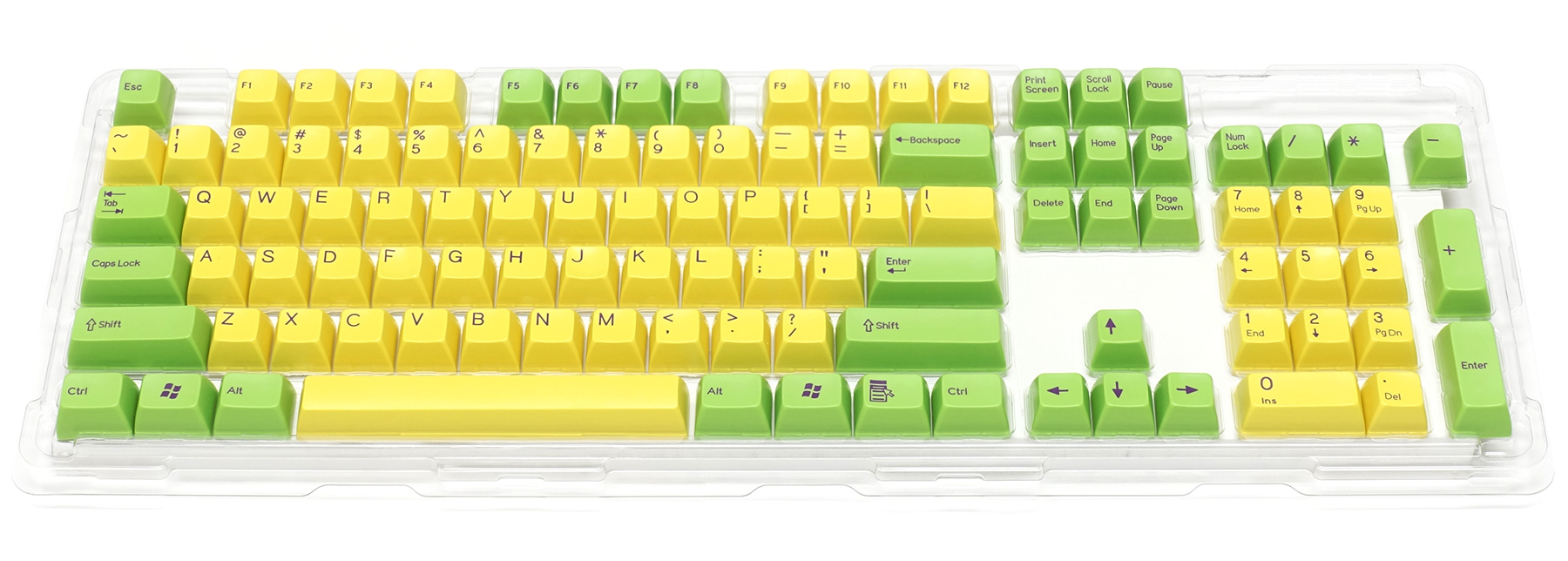 Majestouch専用104英語配列・2色成型カスタムキーキャップセット緑/黄