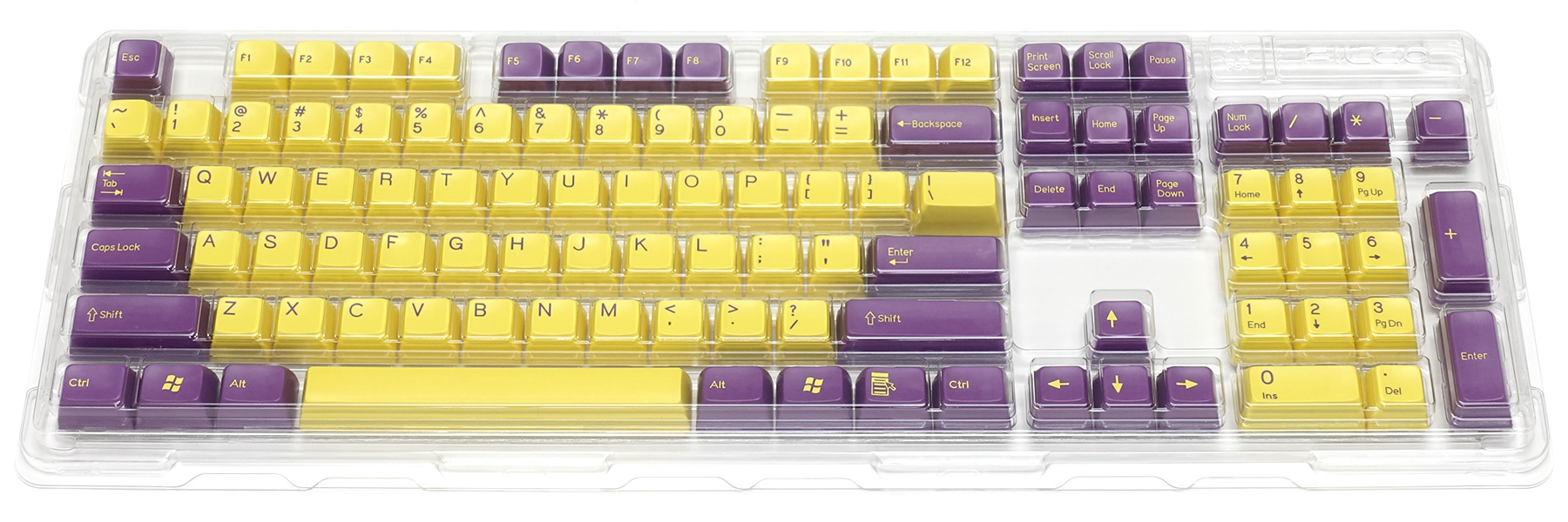 Majestouch専用104英語配列・2色成型カスタムキーキャップセット紫/黄 