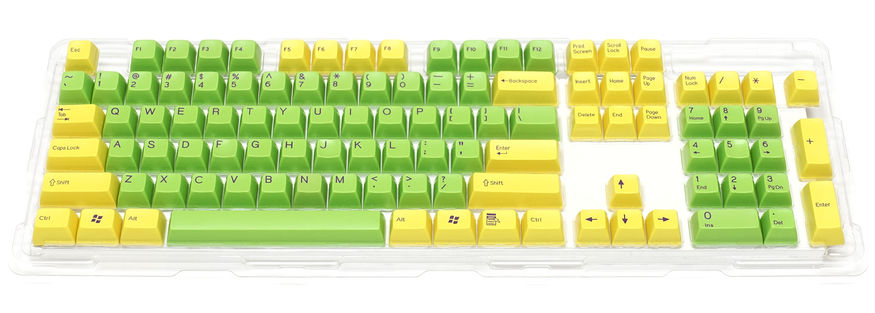 Majestouch専用104英語配列・2色成型カスタムキーキャップセット黄/緑